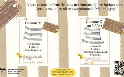 Votre cabinet mérite de bons instruments. Votre budget aussi. Découvrez nos offres exceptionnelles.